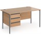 Harlow Straight Desk with 3 Drawer Pedestal